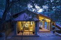 Rhododendron cottage at dusk